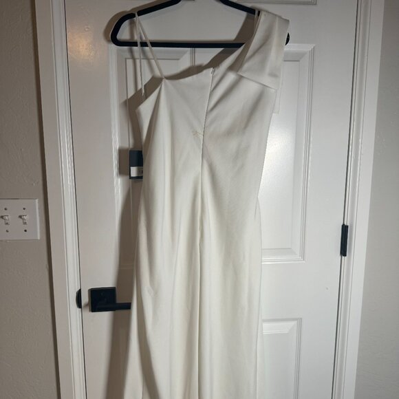 MAC DUGGAL ieena Tatum One Shoulder Bow Front Slit ieena Gown 12 NEW WITH TAG - Picture 6 of 14